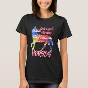 Animal Horse Riding Equestrian Women Girls Colorfu T-Shirt