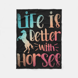 Animal Horseback Riding Gift Life Is Better With H Fleece Blanket