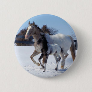 Animal Horses Winter Snow Peace Love Destiny 6 Cm Round Badge