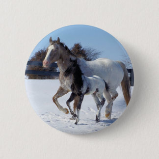 Animal Horses Winter Snow Peace Love Destiny 6 Cm Round Badge