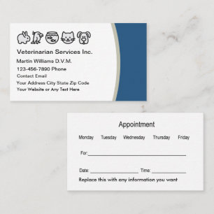 Animal Hospital Appointment Business Cards