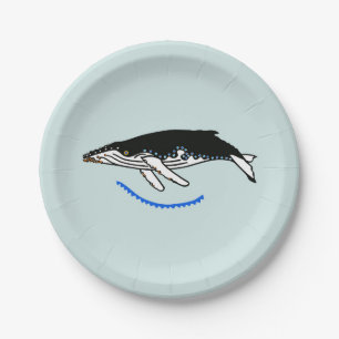 Animal - Humpback WHALE -Wildlife- Aqua Party Paper Plate