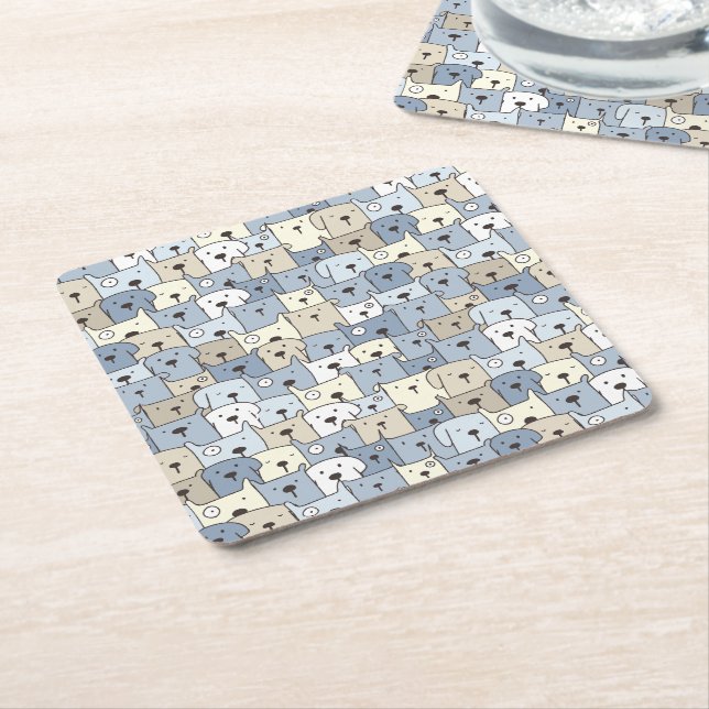 Animal Illustration Square Paper Coaster (Angled)