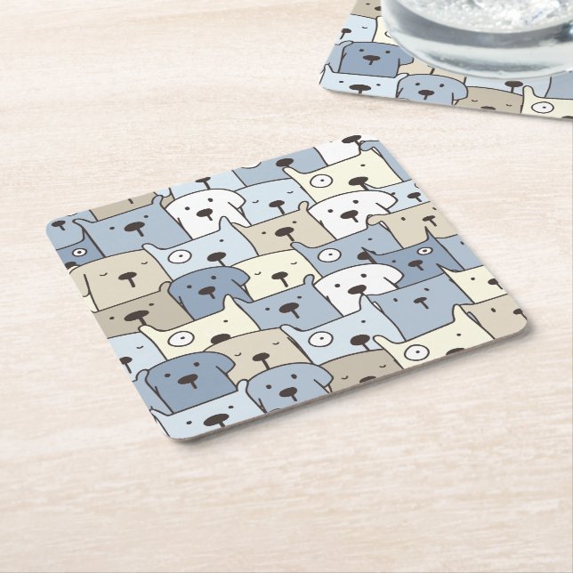 Animal Illustration Square Paper Coaster (Angled)