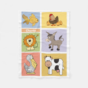 Animal Illustrations custom name fleece blanket
