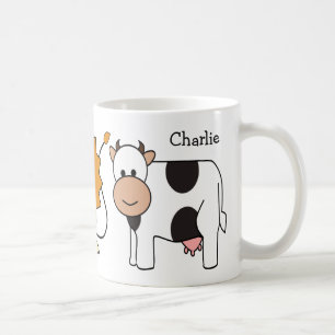 Animal Illustrations custom name kid's mugs