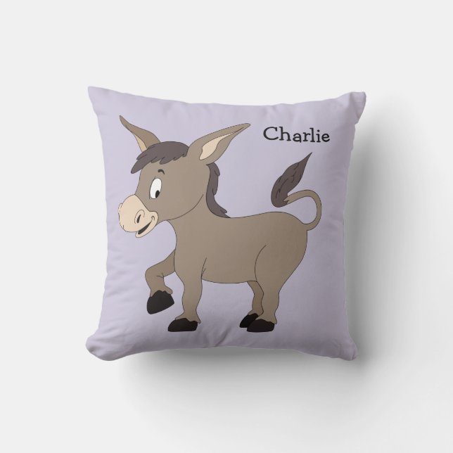 Animal Illustrations custom name kids throw pillow (Front)