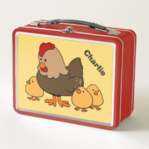 Animal illustrations custom name metal lunch box