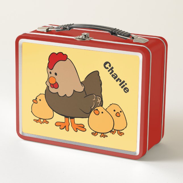 Animal illustrations custom name metal lunch box (Front)
