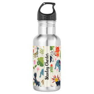 Animal Jungle Pastel Leaf Personalised Pattern 532 Ml Water Bottle