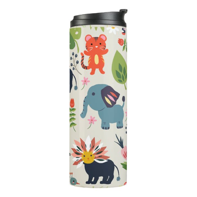 Animal Jungle Pastel Leaf Personalised Pattern  Thermal Tumbler (Rotated Left)