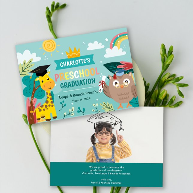 Animal Kid Preschool Photo Graduation Announcement (Animal Kid Preschool Photo Graduation Announcement)