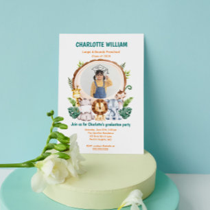 Animal Kid Preschool Photo Graduation Party Invitation