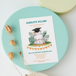 Animal Kid Preschool Photo Graduation Party Invitation