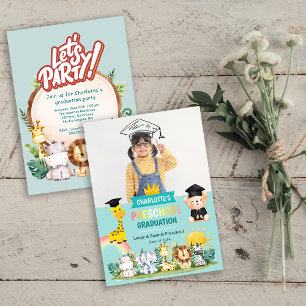 Animal Kids Preschool Graduation Party Invite