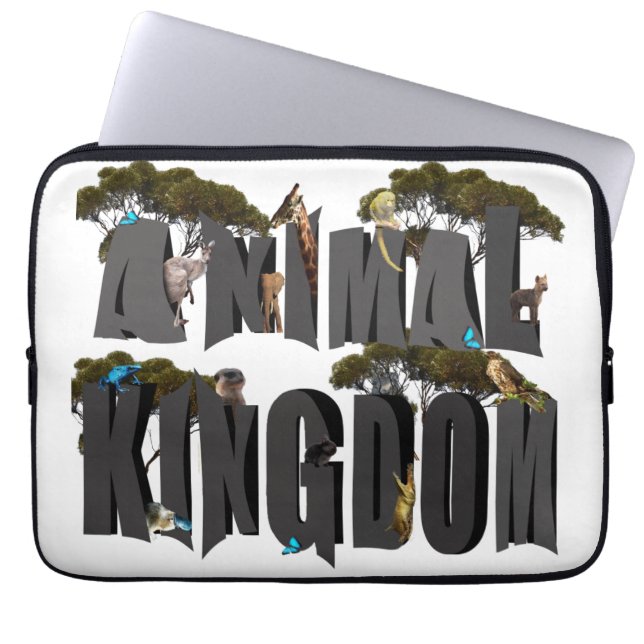 Animal Kingdom Logo With Animals, 13 inch Laptop Sleeve (Front)