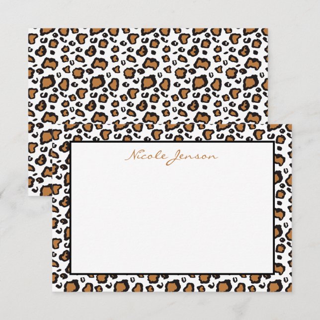 Animal Leopard Print Personalised Note Cards (Front/Back)