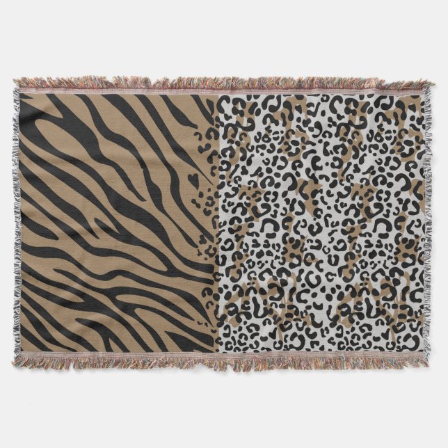 Animal leopard zebra pattern throw blanket (Front)