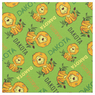 Animal lion personalised name kids fabric