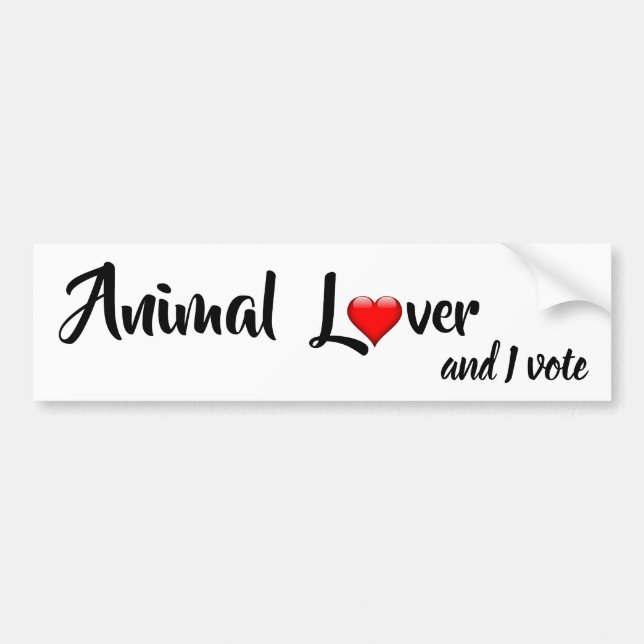 Animal Lover and I Vote Bumper Sticker (Front)