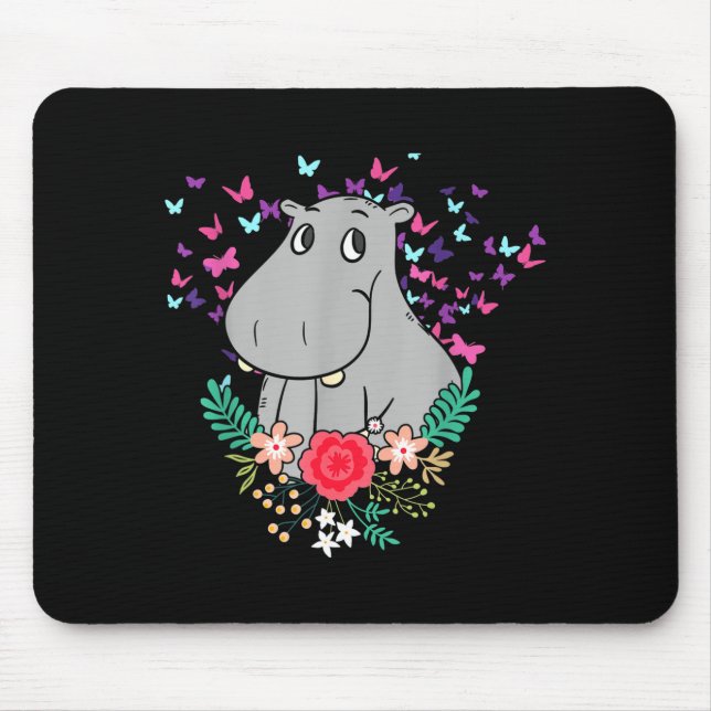 Animal Lover Butterfly Valentines Day Gift Flowers Mouse Pad (Front)