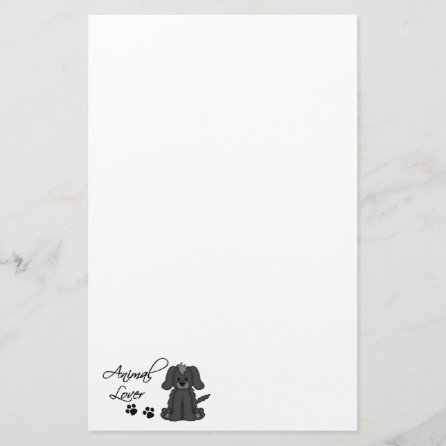 Animal Lover-Cartoon Dog and paw prints Stationery (Front)