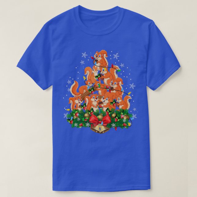 Animal Lover Chipmunk Squirrels Christmas Tree Hol T-Shirt (Design Front)