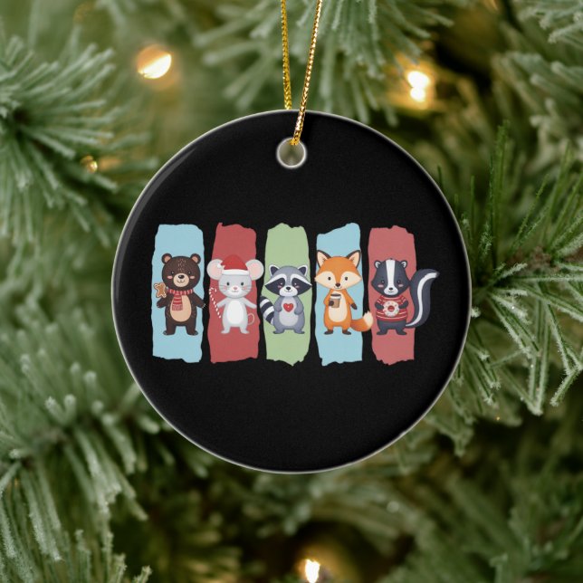 Animal Lover Christmas Racoon Opossum Winter  Ceramic Ornament (Tree)