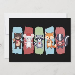 Animal Lover Christmas Racoon Opossum Winter  Holiday Card