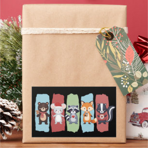 Animal Lover Christmas Racoon Opossum Winter  Rectangular Sticker