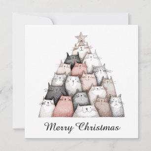 Animal Lover Cute Funny Cats Christmas Tree Holiday Card