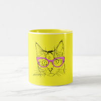 Animal Lover | Cute Yellow Cat in Pink Glasses