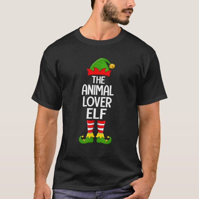 Animal Lover Elf Xmas Matching Family Elf Squad Ch T-Shirt (Front)