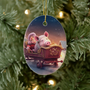 Animal Lover Gift, Farm Lover Gift, Cute Pig Ceramic Ornament