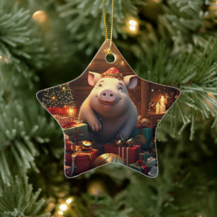 Animal Lover Gift, Farm Lover Gift, Cute Pig Ceramic Ornament