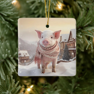 Animal Lover Gift, Farm Lover Gift, Cute Pig Ceramic Ornament