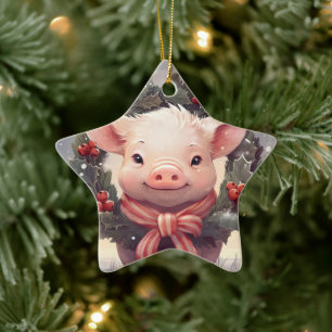 Animal Lover Gift, Farm Lover Gift, Cute Pig Ceramic Ornament