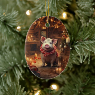 Animal Lover Gift, Farm Lover Gift, Cute Pig Ceramic Ornament