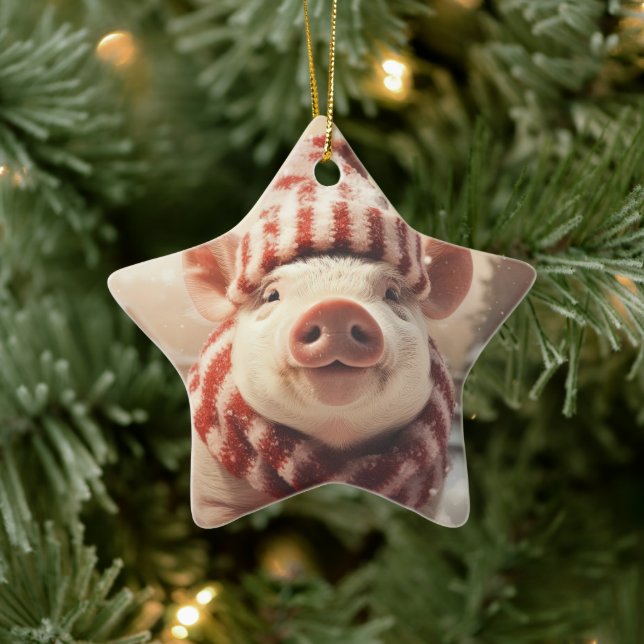Animal Lover Gift, Farm Lover Gift, Cute Pig Ceramic Ornament (Tree)