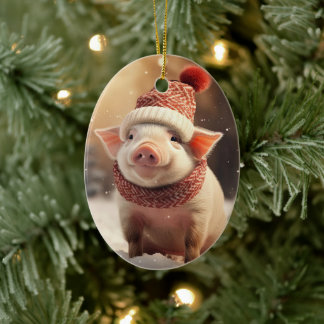 Animal Lover Gift, Farm Lover Gift, Cute Pig Ceramic Ornament