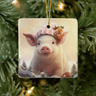 Animal Lover Gift, Farm Lover Gift, Cute Pig Ceramic Ornament