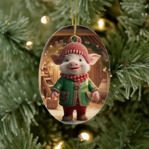 Animal Lover Gift, Farm Lover Gift, Cute Pig Ceramic Ornament