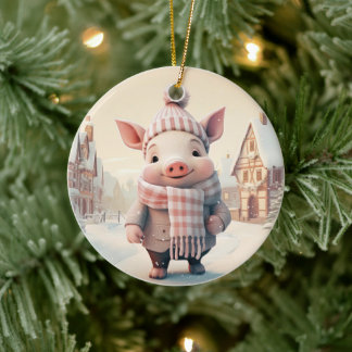 Animal Lover Gift, Farm Lover Gift, Cute Pig Ceramic Ornament