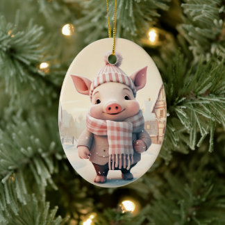 Animal Lover Gift, Farm Lover Gift, Cute Pig Ceramic Ornament