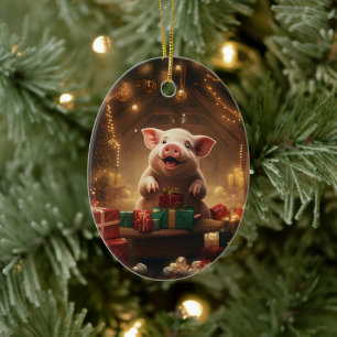Animal Lover Gift, Farm Lover Gift, Cute Pig Ceramic Ornament