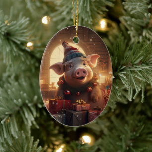 Animal Lover Gift, Farm Lover Gift, Cute Pig Ceramic Ornament