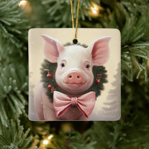 Animal Lover Gift, Farm Lover Gift, Cute Pig Ceramic Ornament