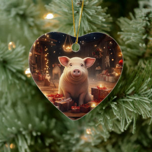 Animal Lover Gift, Farm Lover Gift, Cute Pig Ceramic Ornament