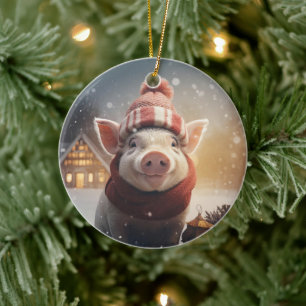 Animal Lover Gift, Farm Lover Gift, Cute Pig Ceramic Ornament