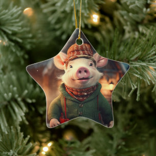 Animal Lover Gift, Farm Lover Gift, Cute Pig Ceramic Ornament